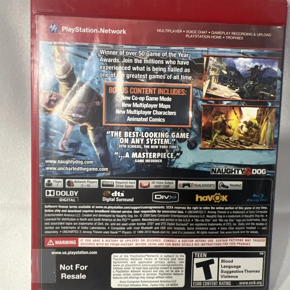 Uncharted 2 Among Thieves Sony PlayStation 3 PS3 game of the year edition